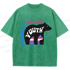 Unisex Pride Protect Trans Youth Polar Bear Printed Washed Tee