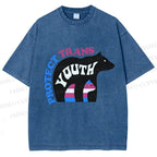 Unisex Pride Protect Trans Youth Polar Bear Printed Washed Tee