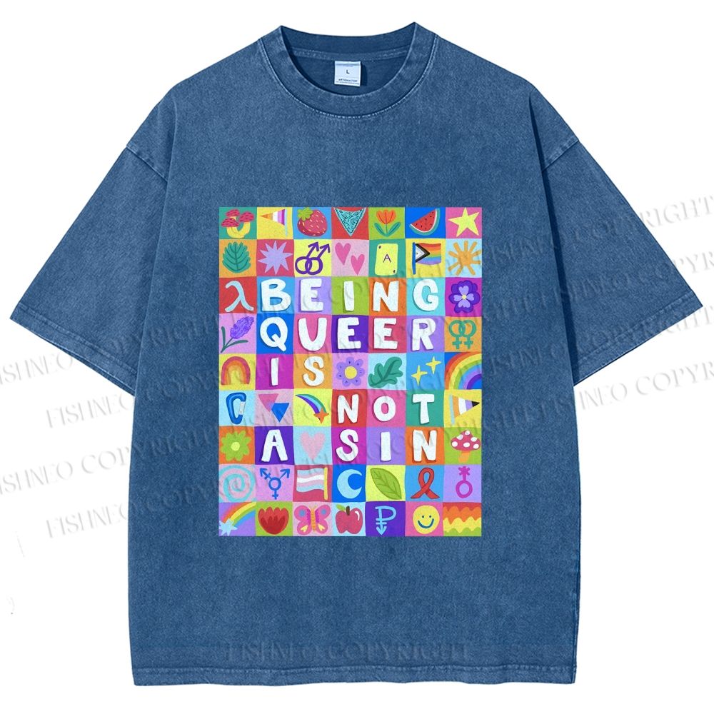 Unisex Being Queer is Not a Sin Printed Washed Tee