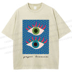 Unisex Yayoi Kusama Eyes Printed Washed Tee