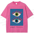 Unisex Yayoi Kusama Eyes Printed Washed Tee
