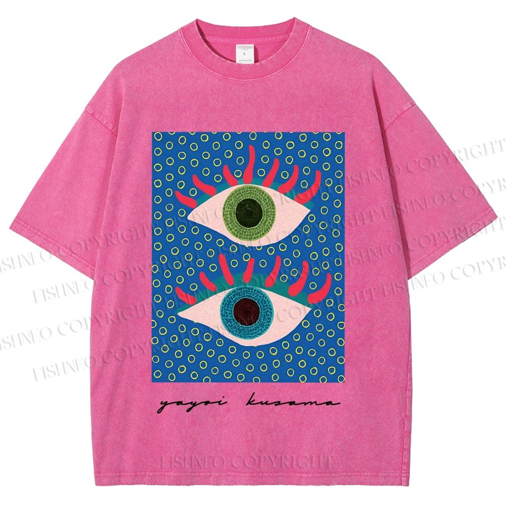 Unisex Yayoi Kusama Eyes Printed Washed Tee