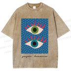 Unisex Yayoi Kusama Eyes Printed Washed Tee