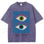 Unisex Yayoi Kusama Eyes Printed Washed Tee