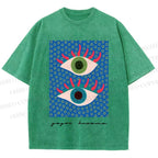 Unisex Yayoi Kusama Eyes Printed Washed Tee