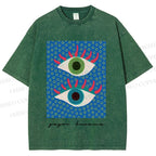 Unisex Yayoi Kusama Eyes Printed Washed Tee