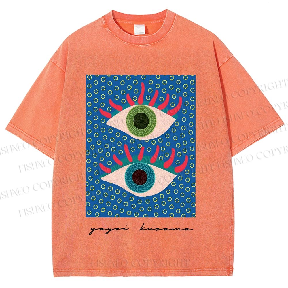 Unisex Yayoi Kusama Eyes Printed Washed Tee