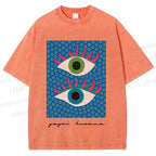 Unisex Yayoi Kusama Eyes Printed Washed Tee