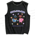Unisex Peace Love Dogs Printed Washed Tank Top