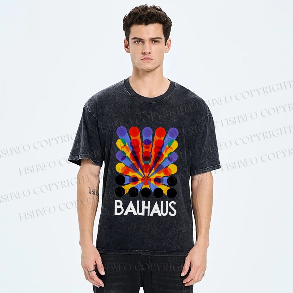 Unisex Bauhaus Endless Circles Printed Washed Tee