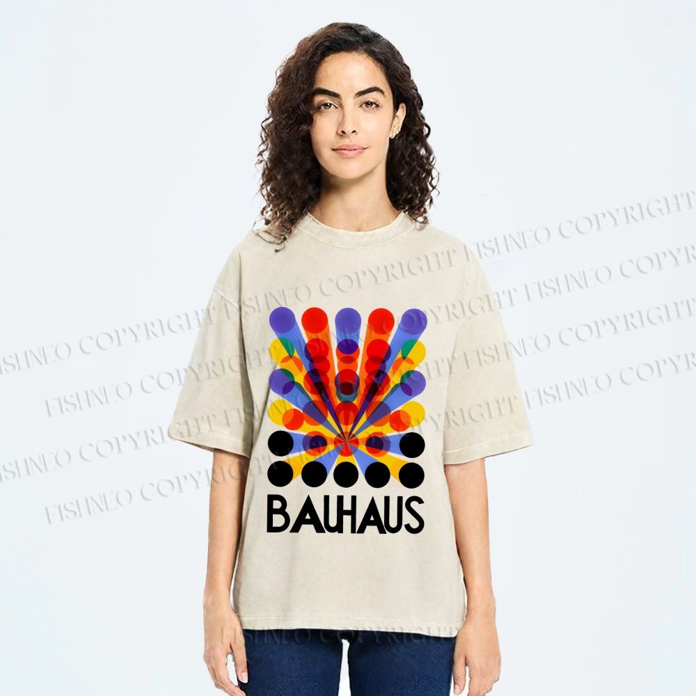 Unisex Bauhaus Endless Circles Printed Washed Tee
