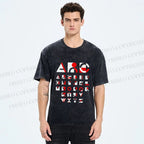 Unisex Bauhaus Abstract Alphabet Font Printed Washed Tee