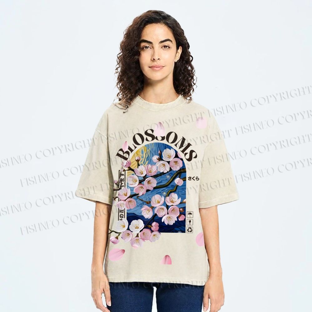 Unisex Kawaii Peach Aesthetic Printed Washed Tee