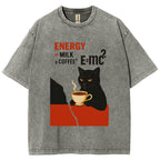 Unisex Cat Coffee Energy Formula Vintage Washed T-Shirt