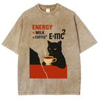 Unisex Cat Coffee Energy Formula Vintage Washed T-Shirt