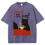 Unisex Cat Coffee Energy Formula Vintage Washed T-Shirt