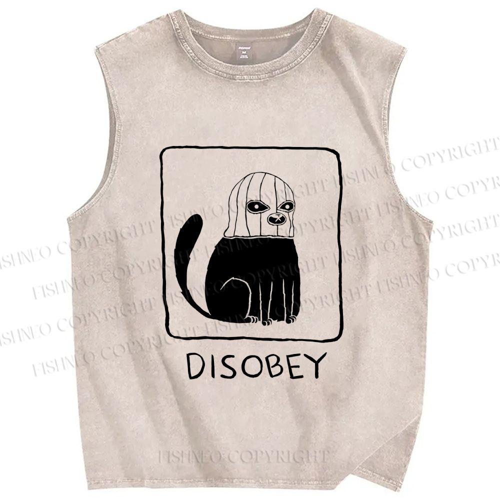 Unisex Disobey Printed Washed Tank Top