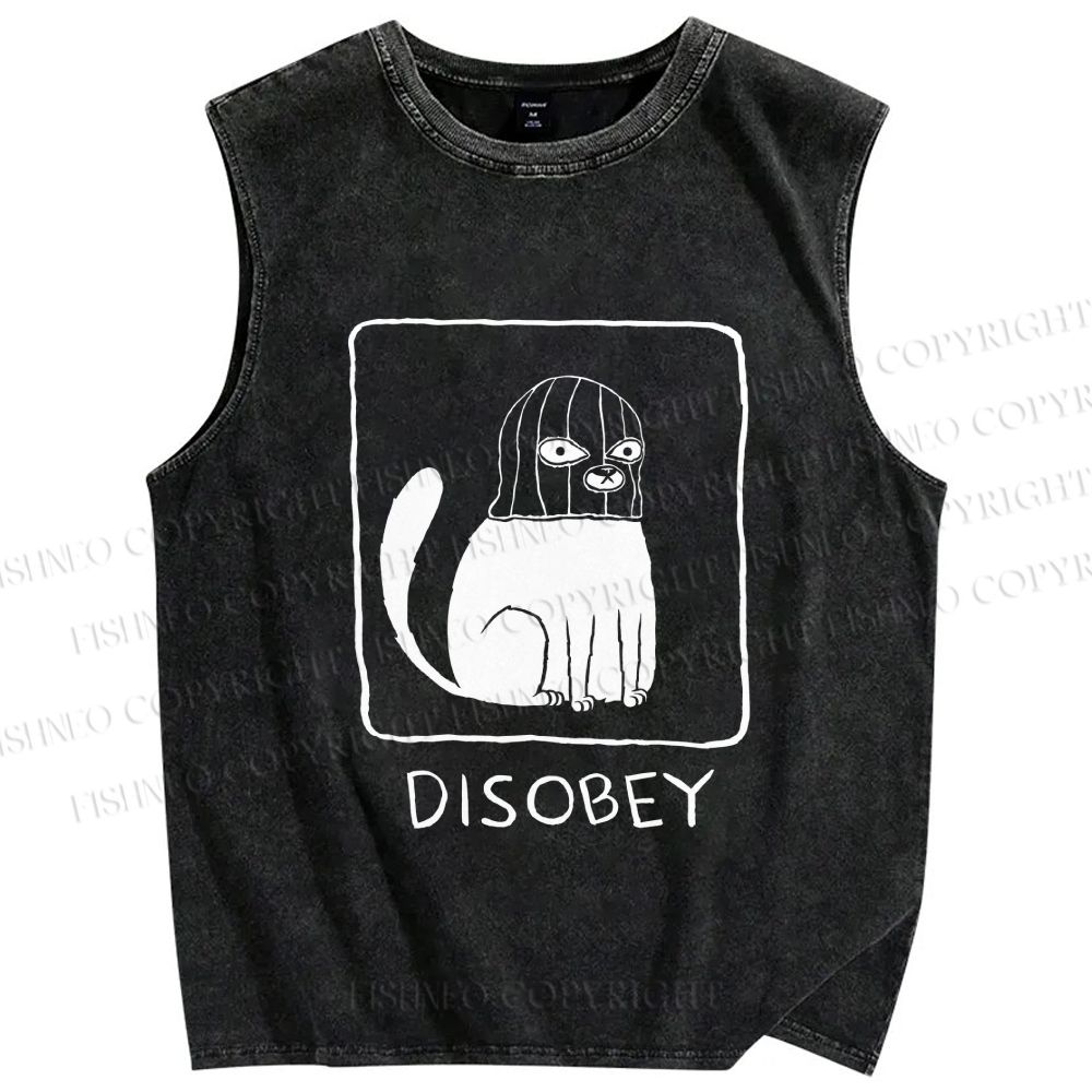 Unisex Disobey Printed Washed Tank Top