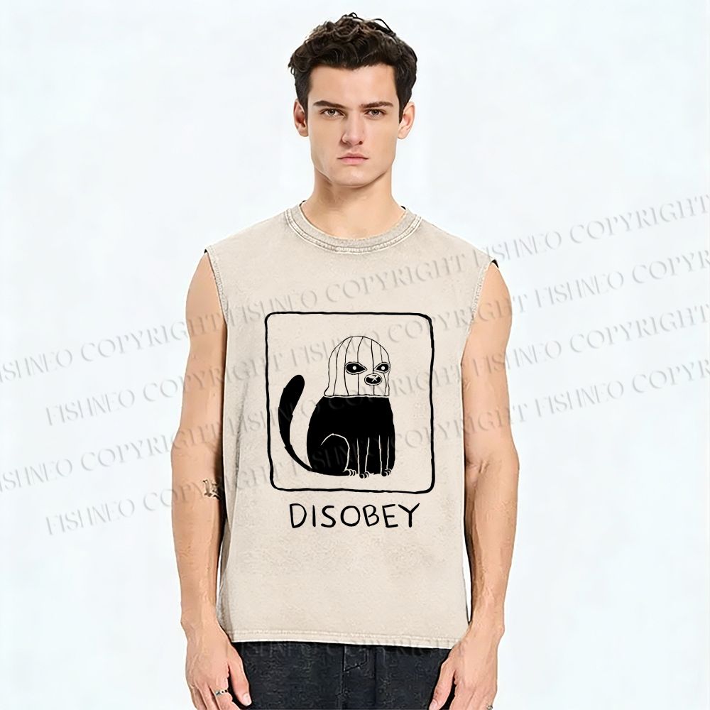 Unisex Disobey Printed Washed Tank Top