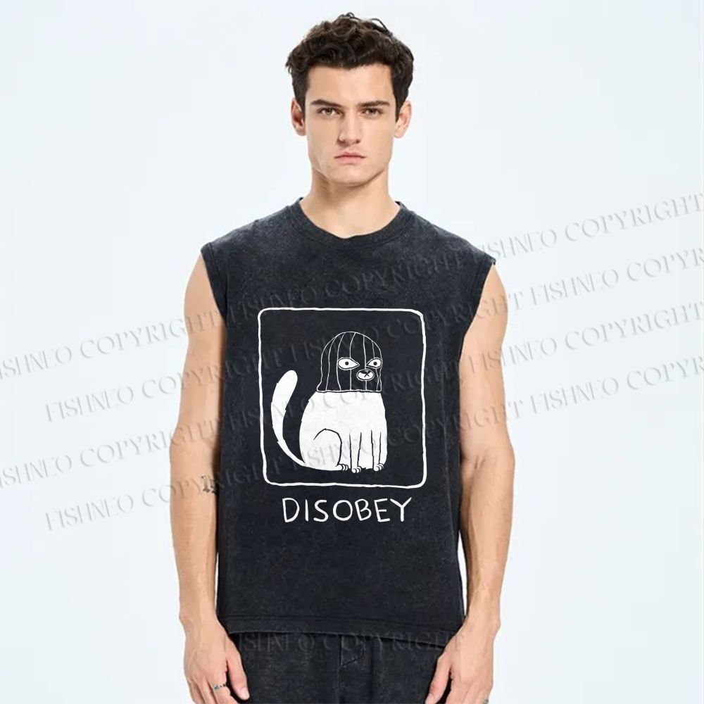 Unisex Disobey Printed Washed Tank Top