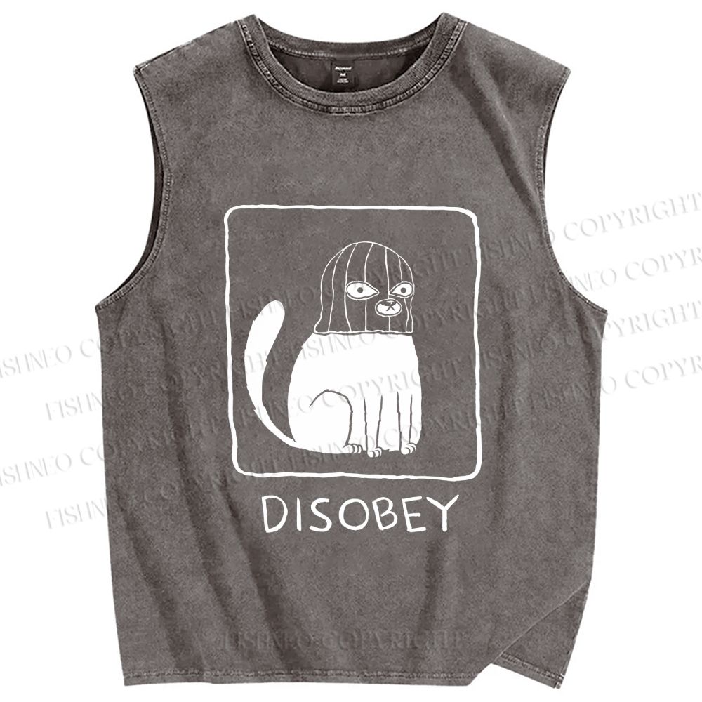 Unisex Disobey Printed Washed Tank Top