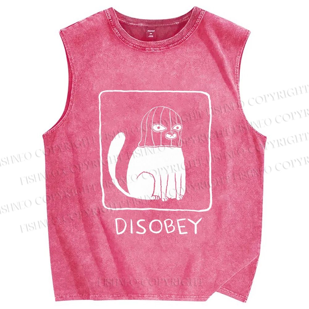 Unisex Disobey Printed Washed Tank Top