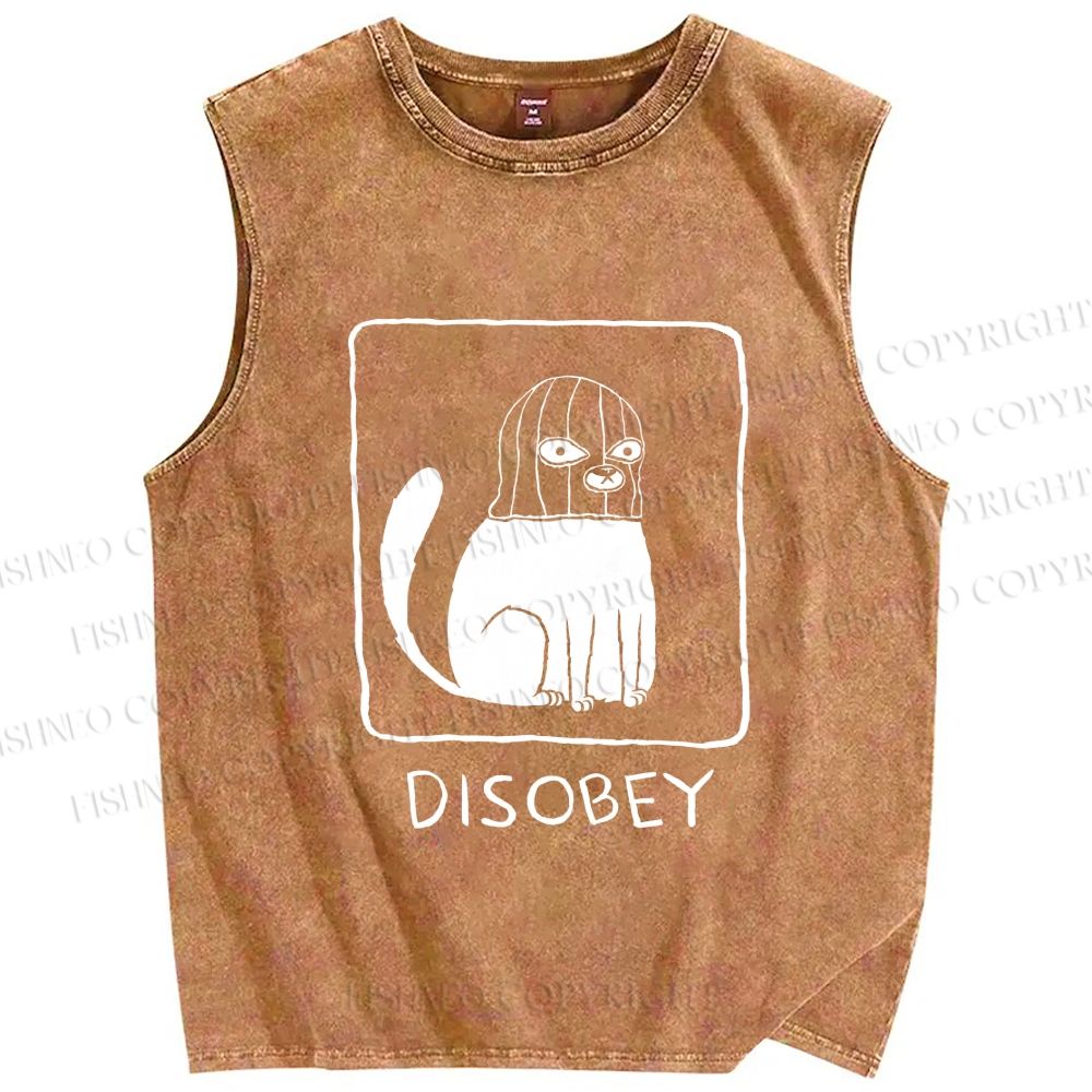 Unisex Disobey Printed Washed Tank Top