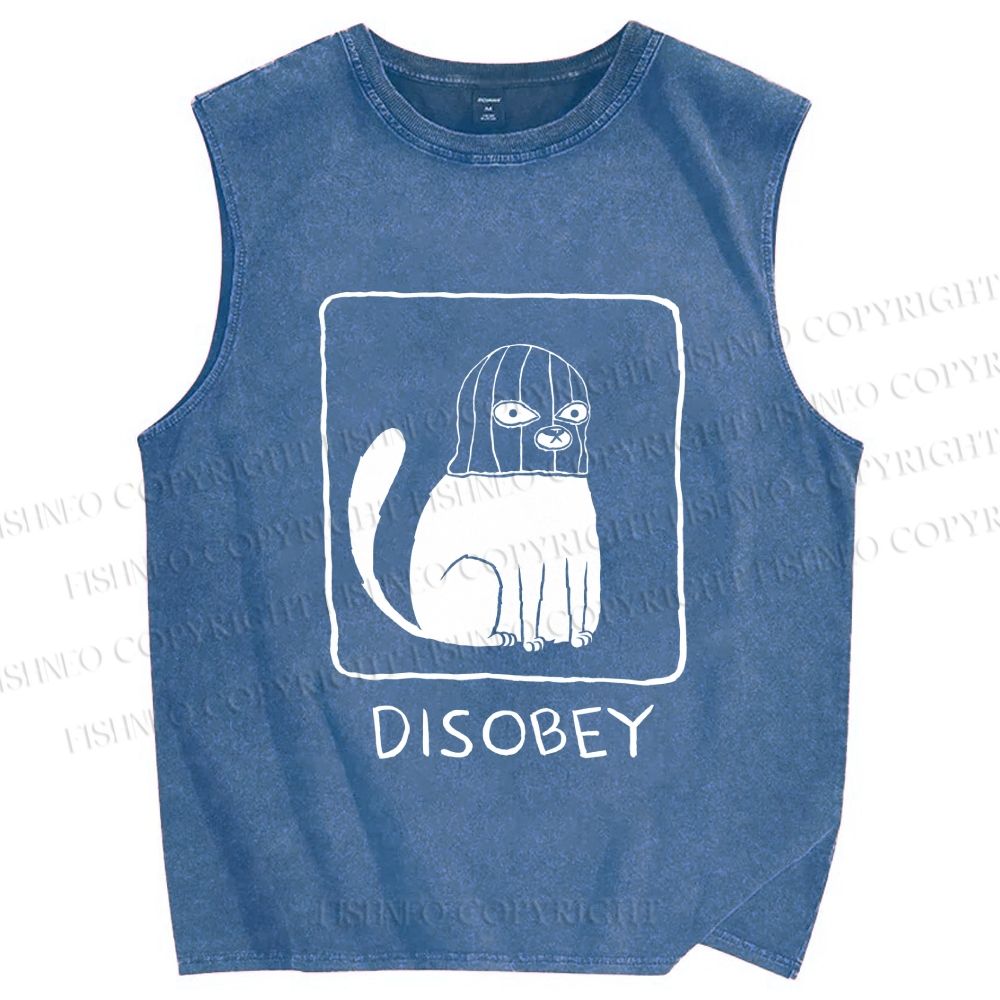 Unisex Disobey Printed Washed Tank Top