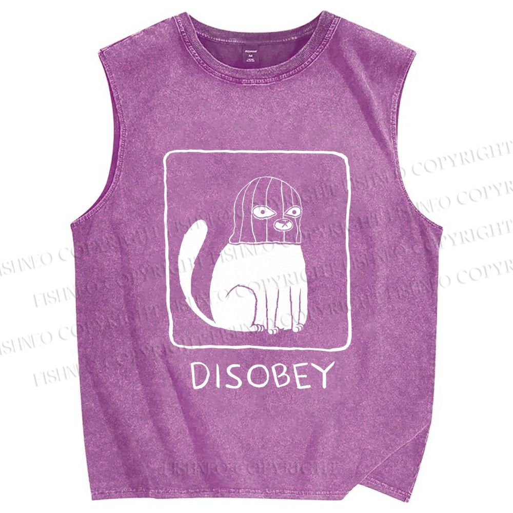 Unisex Disobey Printed Washed Tank Top