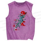 Unisex Octopus Katana Clouds Printed Washed Tank Top