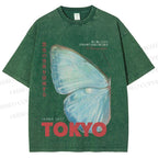 Unisex Butterfly Rising Tokyo Printed Washed Tee