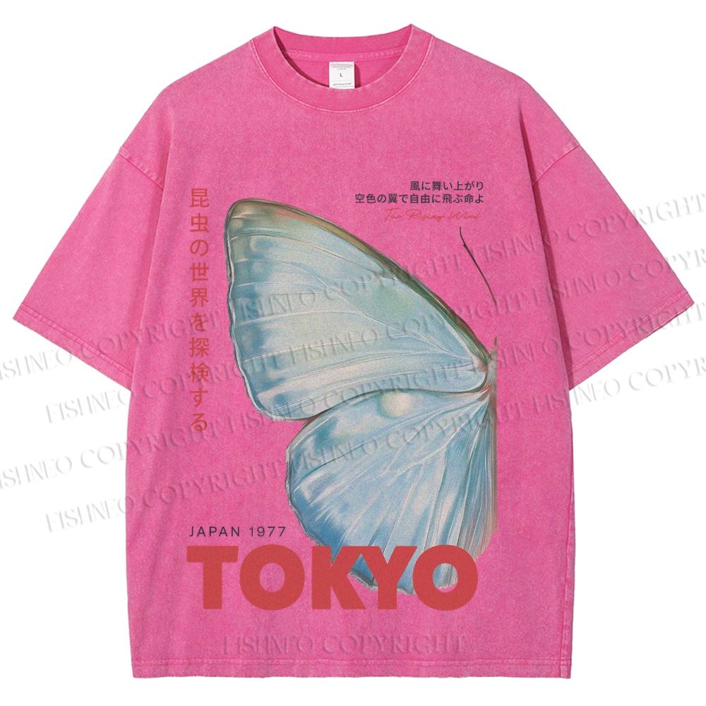 Unisex Butterfly Rising Tokyo Printed Washed Tee