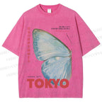 Unisex Butterfly Rising Tokyo Printed Washed Tee