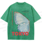 Unisex Butterfly Rising Tokyo Printed Washed Tee