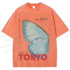 Unisex Butterfly Rising Tokyo Printed Washed Tee