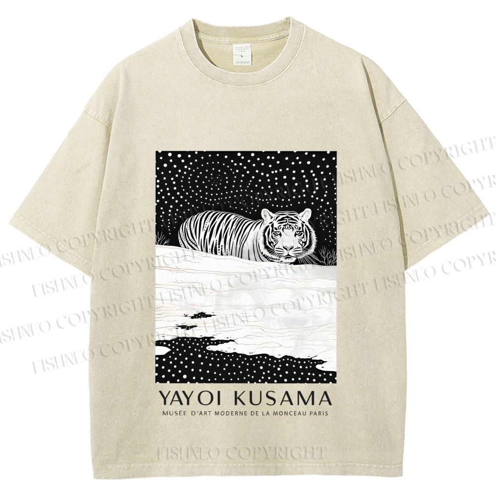 Unisex Yayoi Kusama Tiger Printed Washed Tee
