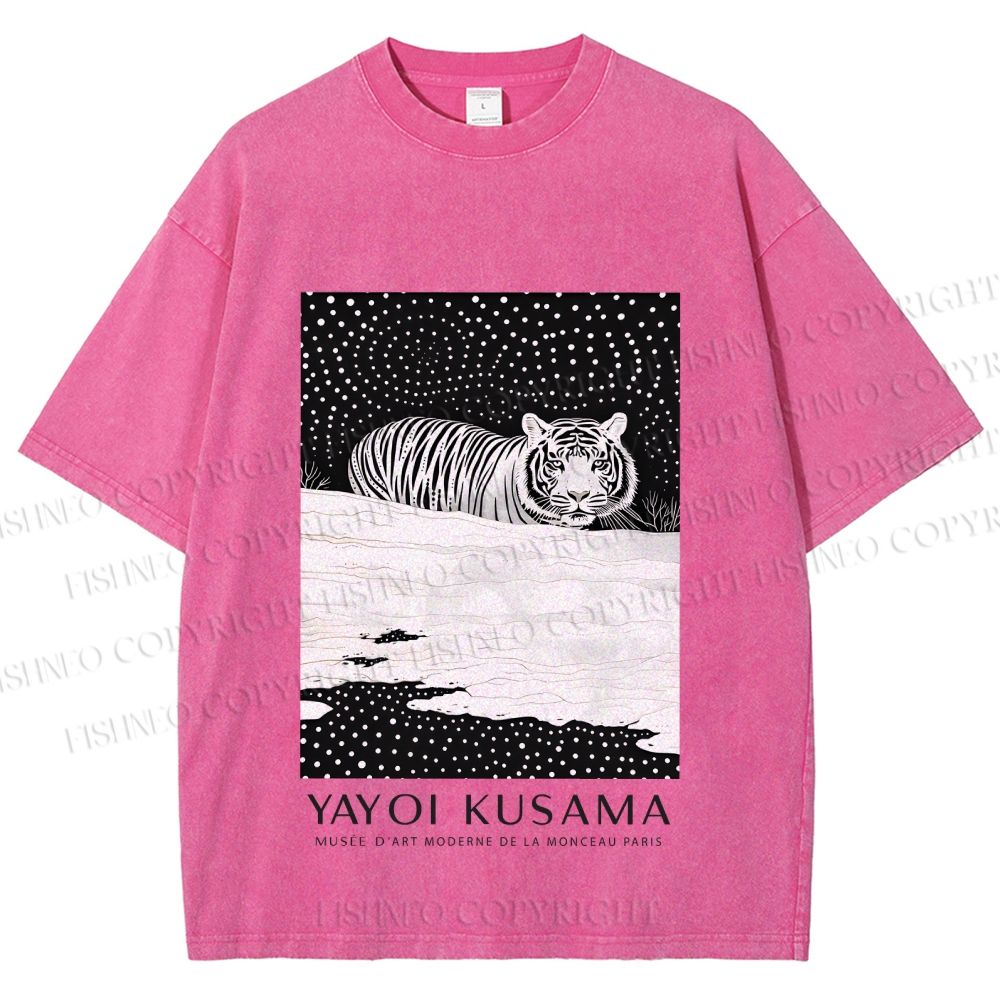 Unisex Yayoi Kusama Tiger Printed Washed Tee