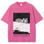 Unisex Yayoi Kusama Tiger Printed Washed Tee