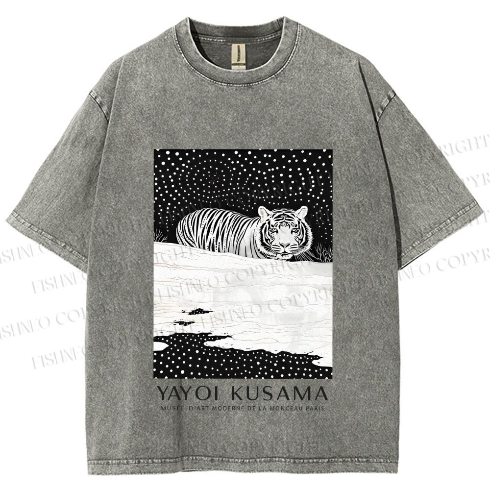 Unisex Yayoi Kusama Tiger Printed Washed Tee