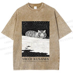 Unisex Yayoi Kusama Tiger Printed Washed Tee