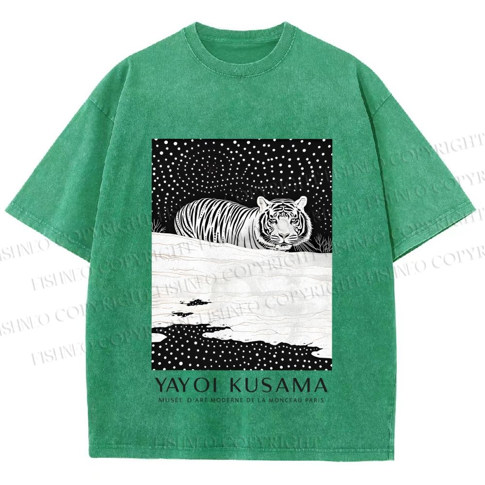 Unisex Yayoi Kusama Tiger Printed Washed Tee