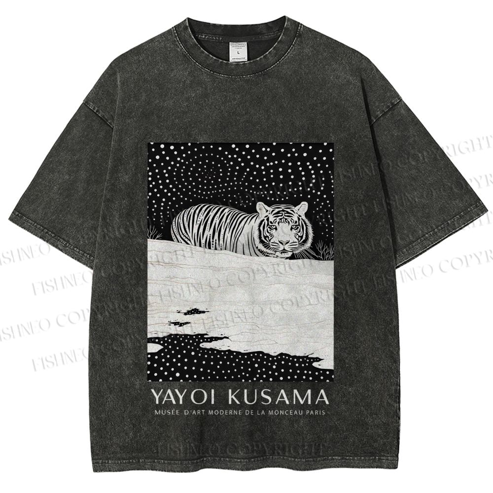 Unisex Yayoi Kusama Tiger Printed Washed Tee