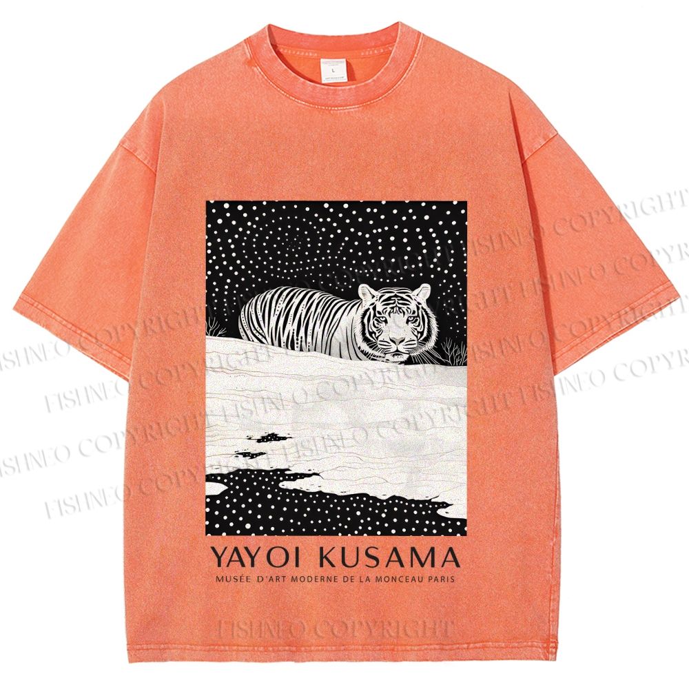Unisex Yayoi Kusama Tiger Printed Washed Tee