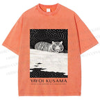 Unisex Yayoi Kusama Tiger Printed Washed Tee