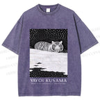 Unisex Yayoi Kusama Tiger Printed Washed Tee