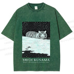 Unisex Yayoi Kusama Tiger Printed Washed Tee