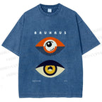 Unisex Bauhaus Eyes Printed Washed Tee
