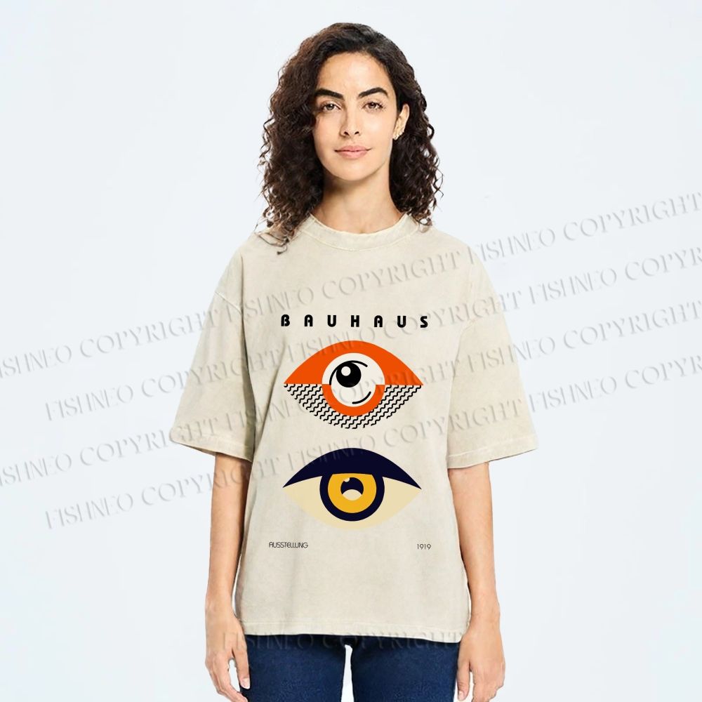 Unisex Bauhaus Eyes Printed Washed Tee