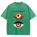 Unisex Bauhaus Eyes Printed Washed Tee