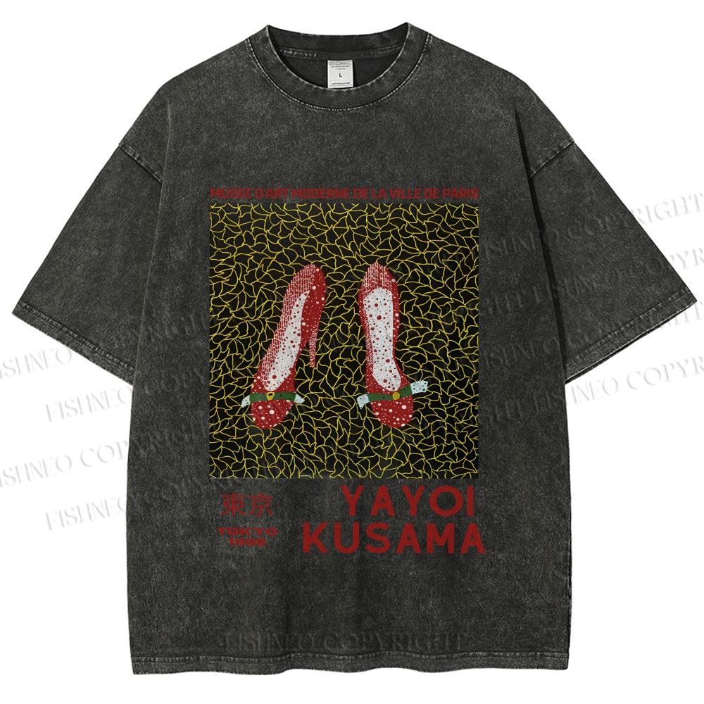Unisex Yayoi Kusama High Heels Printed Washed Tee